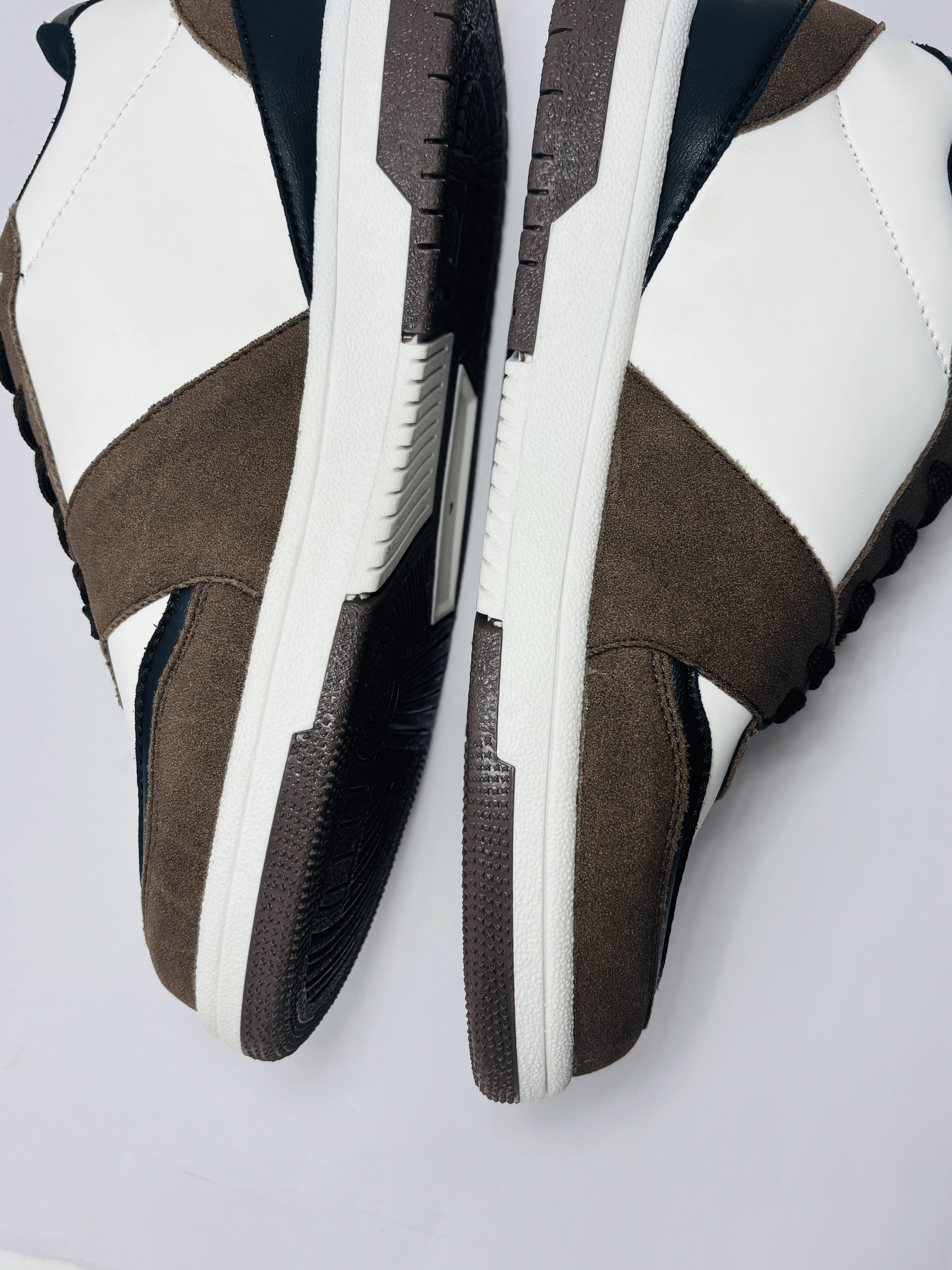Mocha and white streetwear sneakers with premium comfort, everyday durability, and a bold statement look for men.