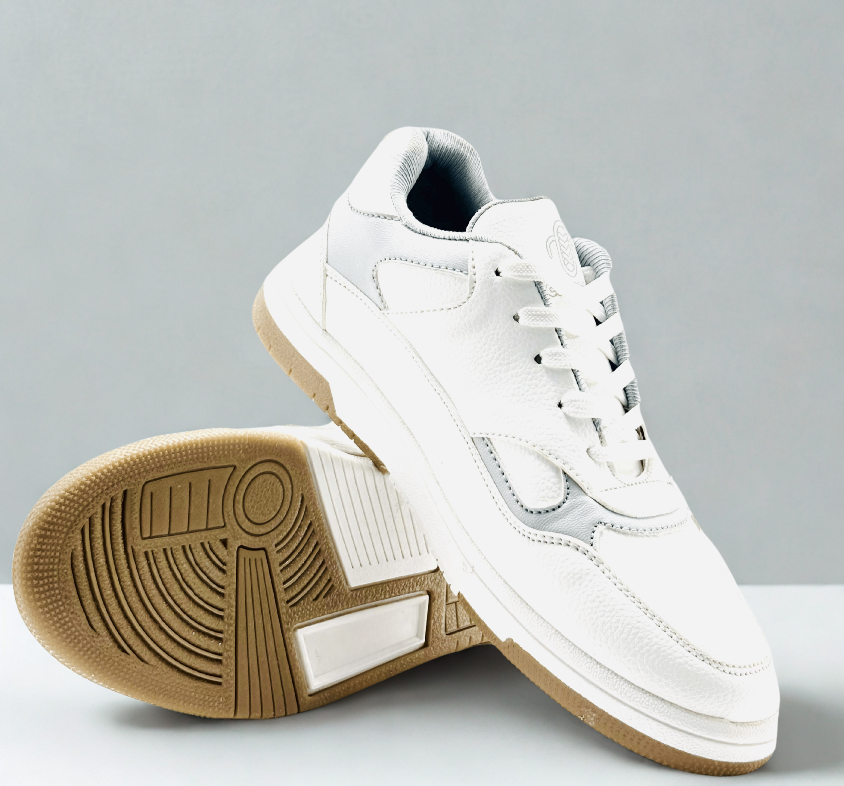 Mocha and white streetwear sneakers with premium comfort, everyday durability, and a bold statement look for men.