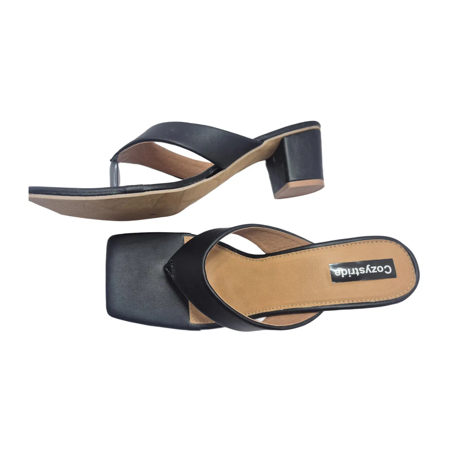 comfortable cushioned sole black block heels