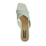 CozyStride Frosty White X-Strap Block Heels – Elegant Women’s Sandals